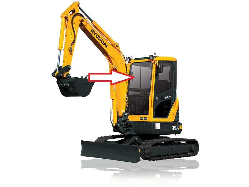 Стекло для мини экскаватора HYUNDAI R35Z-9 | HYUNDAI R27Z-9 - Стекло лобовое верхнее (закаленное)