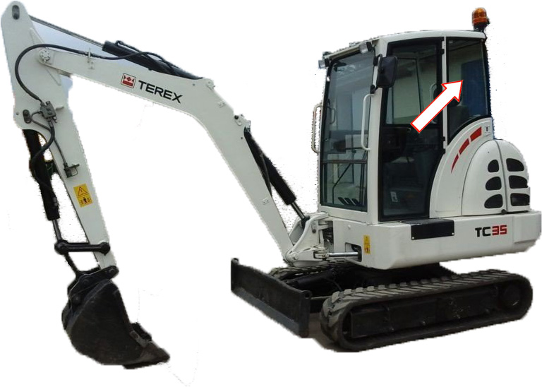 Мини-экскаватор Terex TC35  - Стекло кузовное заднее левое (закалённое)
