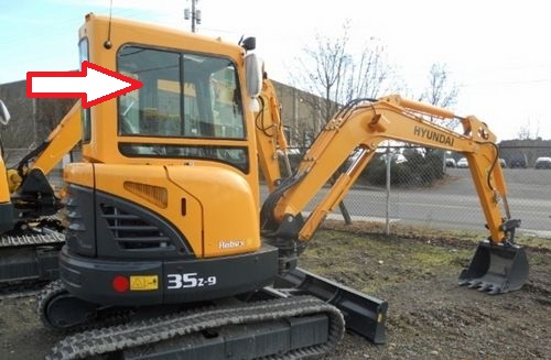 Стекло для мини экскаватора HYUNDAI R35Z-9 | HYUNDAI R27Z-9 - Стекло кузовное заднее правое (закаленное)
