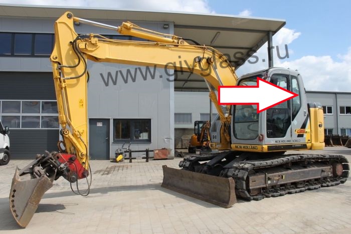 Экскаватор гусеничный New Holland E 135 B SR -  Стекло кузовное левое (закаленное) 