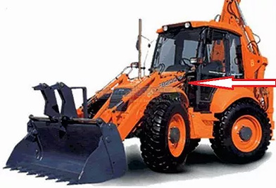 Экскаватор-погрузчик Fiat Hitachi FB 100-2/200-2  - Стекло лобовое нижнее левое с шелкографией (закалённое) 