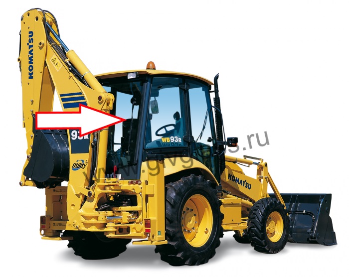 Экскаватор-погрузчик KOMATSU WB93R-5 / WB97R-5 2015 - Стекло заднее (в одной плоскости) (закалённое)