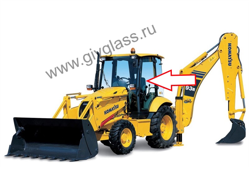 Экскаватор-погрузчик KOMATSU WB93R-5 / WB97R-5 2015 - Стекло дверное левое (закалённое)