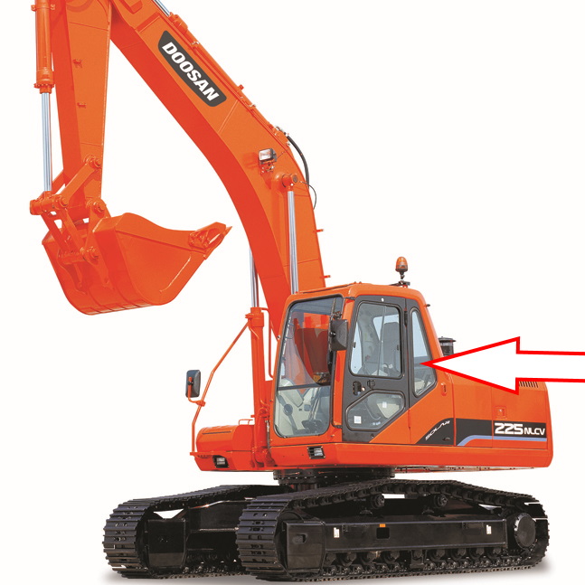 Экскаватор DOOSAN DX 190 NLCV | DOOSAN DX 225 NLCV | DOOSAN DX 300 NLCV - Стекло кузовное заднее левое (закаленное)