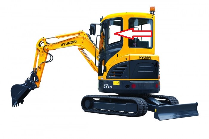 Стекло для мини экскаватора HYUNDAI R35Z-9 | HYUNDAI R27Z-9 - Стекло кузовное заднее левое  (закаленное)