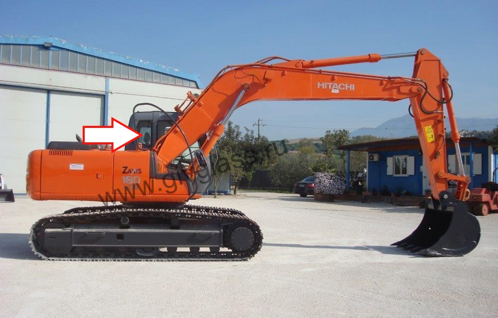 Экскаватор колёсный Hitachi ZAXIS ZX130/140/160/180/225/W 2003 - Стекло кузовное правое возле стрелы (маленькое) (закаленное) 