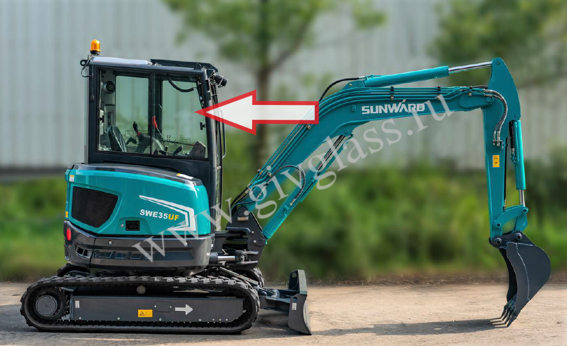 Мини-экскаватор Sunward SWE 35 UF - Стекло правое ближе к лобовому