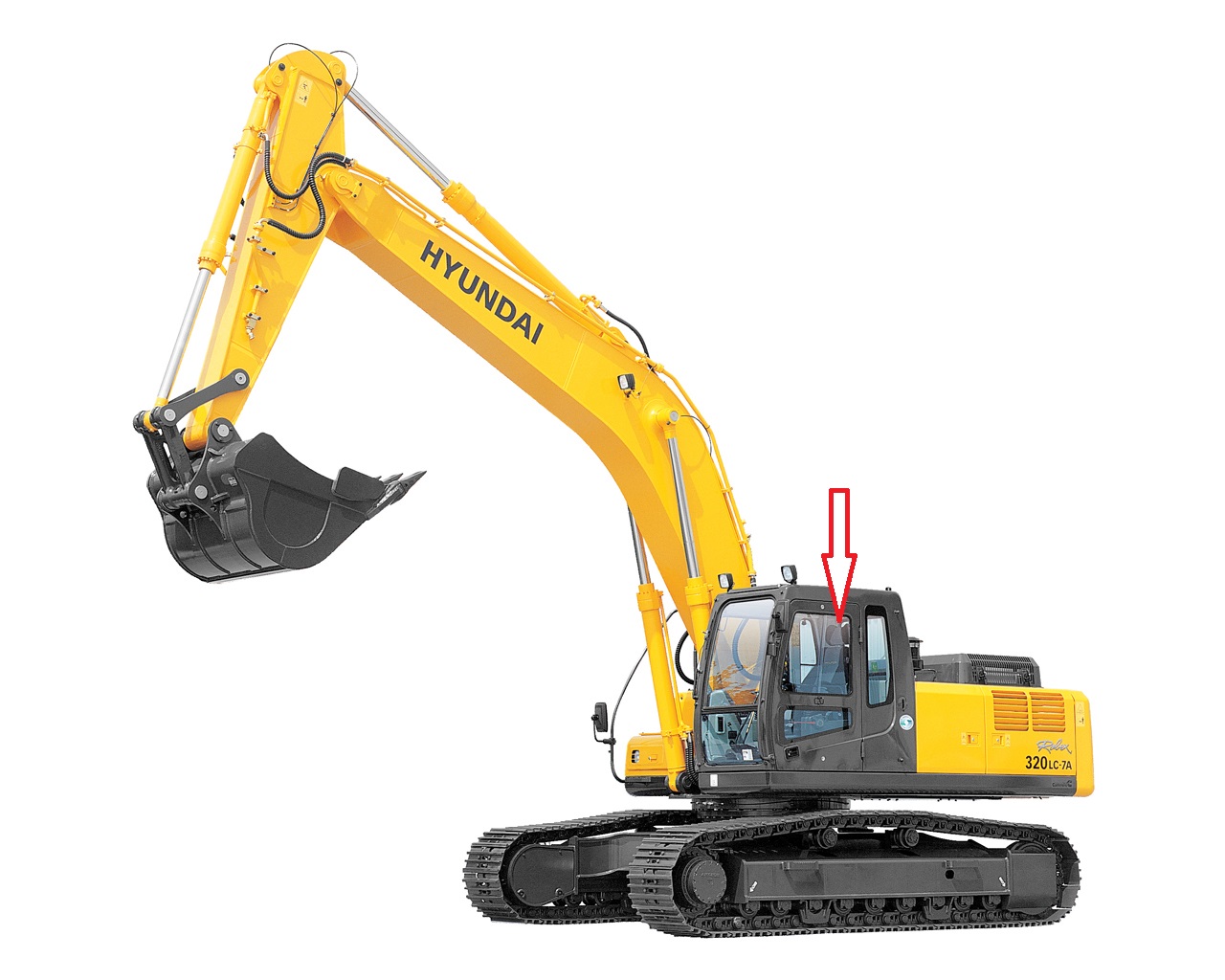Экскаватор HYUNDAI ROBEX 210 LC-7 | 260 LC-7 | 290 LC-7 | 300 LC-7 | 330 LC-7 | 450 LC-7 | 480 LC 7 | 2003 год -  - Стекло дверное верхнее форточка (закаленное)