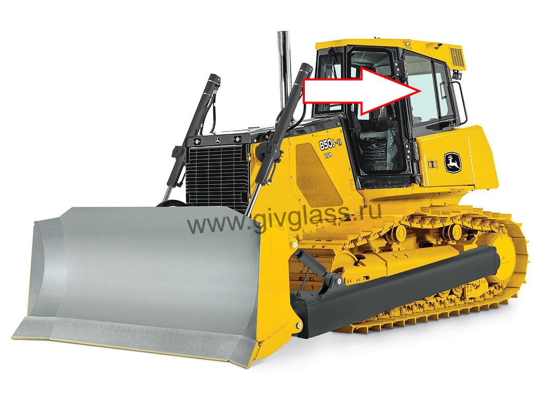 Бульдозер John Deere 850 J-II - Стекло кузовное заднее левое (глухое) (закаленное)