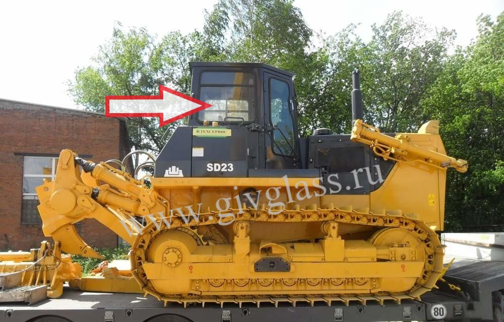 Бульдозер Shantui SD23 - Стекло кузовное левое/правое (неподвижная форточка ближе к заднему стеклу) (закаленное) цена за шт.