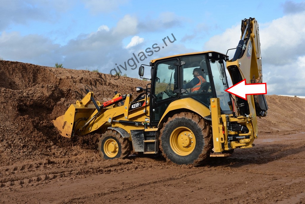 Экскаватор-погрузчик Caterpillar 428f2, 432f2, 434f2, 444f2, 2017 - Стекло заднее (закаленное) (высота 1400 ширина 915)