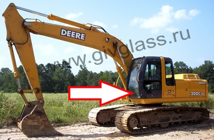 Гусеничный экскаватор John Deere LC 200 / LC 240 / LC 260 / LC 300 / LC 330 / LC 360 - Стекло лобовое нижнее (закаленное)