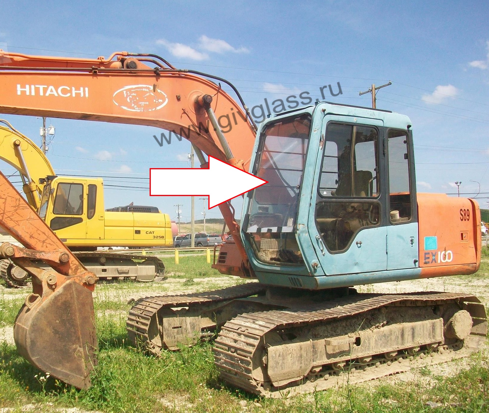 Экскаватор гусеничный Hitachi EX100/120/200/300-3 серия - Стекло лобовое верхнее (закаленное)