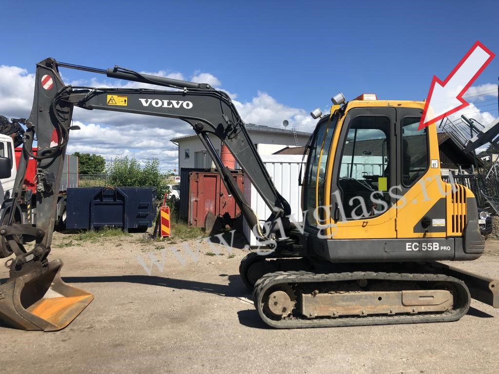 Мини-экскаватор Volvo EC 55 B PRO - Стекло кузовное левое (закалённое) 
Номер в каталоге 1166-01450