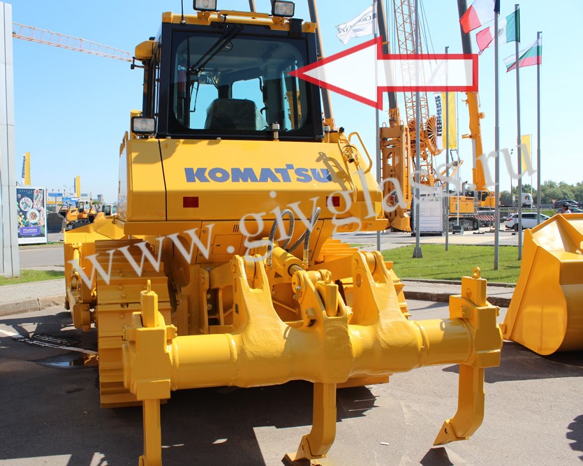 Бульдозер KOMATSU D65EX, D65EX-PX GALEO, D85EX-PX GALEO - Стекло заднее (закаленное)