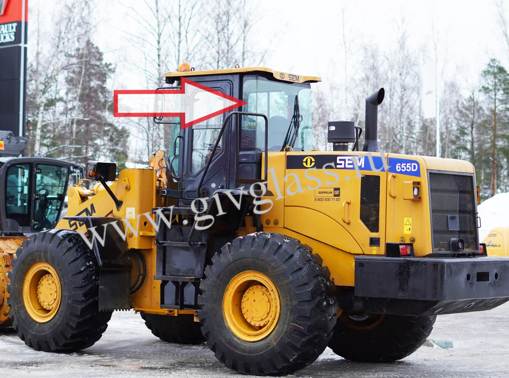 Фронтальный погрузчик Sem 655D - Стекло заднее левое (закаленное)