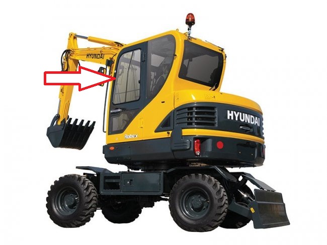 Стекло для мини экскаватора Hyundai Robex 60w-9s - Стекло дверное верхнее (закаленное)