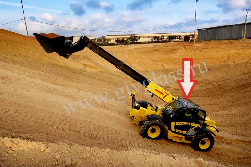 Телескопический-погрузчик New Holland LM1330/ LM1333/ LM1340/ LM1343/ LM1345/ LM1440/ LM1443/ LM1445/ LM1740/ LM1745/ LM5040/ LM5060/ LM5080/ LM732 - Стекло люка (закалённое)