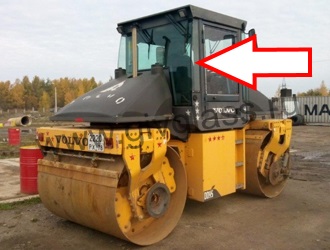 Дорожный каток VOLVO DD 95-1 - Стекло заднее правое (закаленное) 
