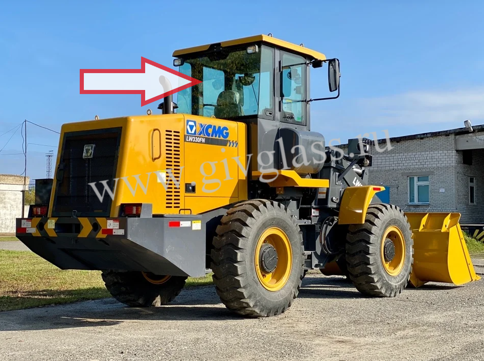 Фронтальный погрузчик XCMG LW330FN - Стекло заднее (3 отверстия) (закаленное)