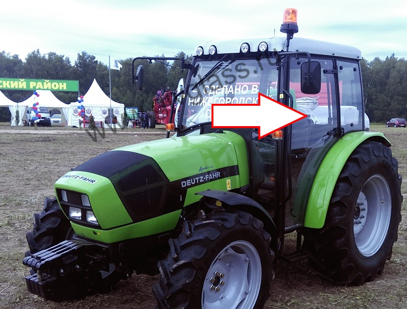 Трактор Deutz-Fahr Agrolux 4.80 - Стекло дверное левое  (закаленное), размер 1516 мм * 780 мм, № 24SMTN-4-1