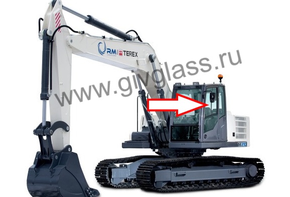 Гусеничный экскаватор TEREX TX 210 LC - Cтекло дверное левое верхнее передняя часть (закаленное)

​