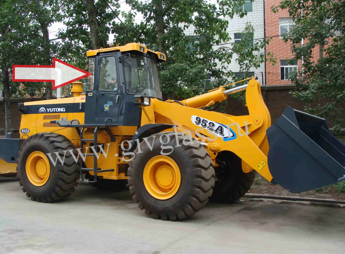 Фронтальный погрузчик Yutong 931 A/952 A  - Стекло заднее правое (закалённое)
