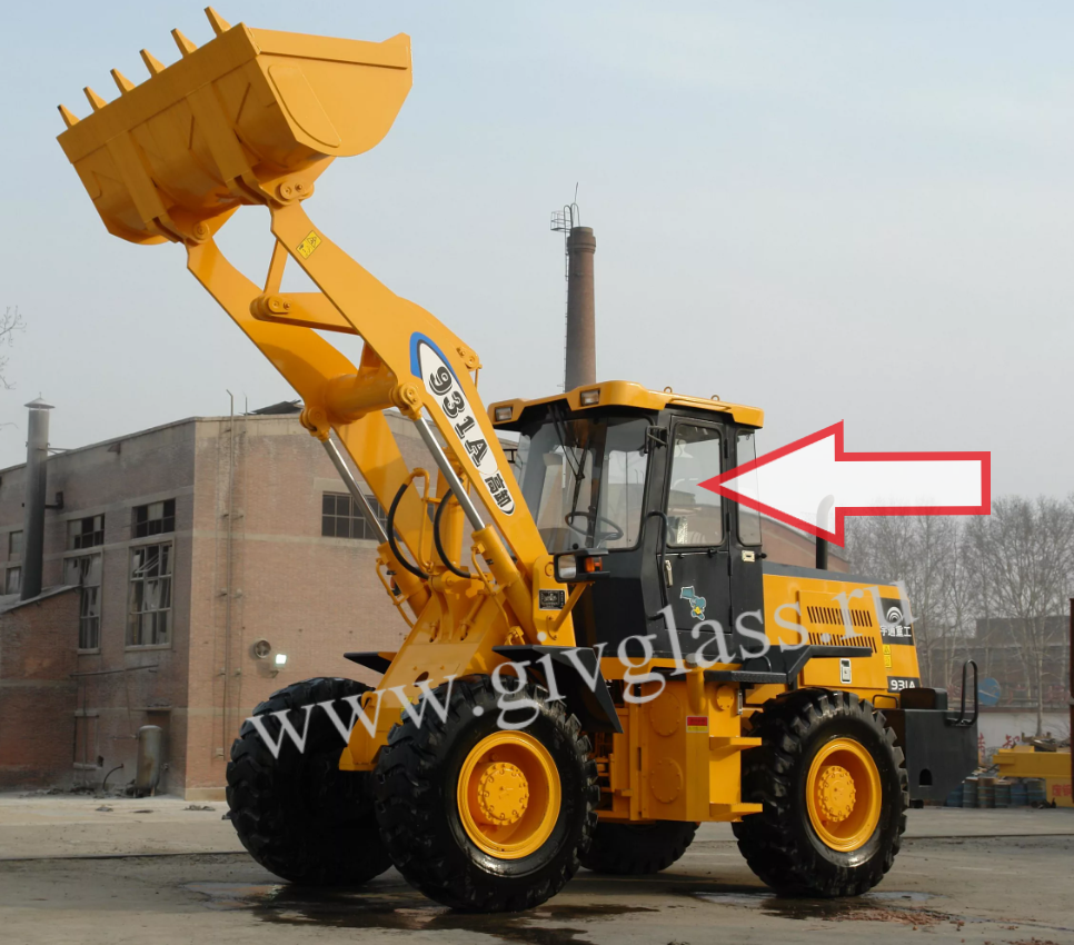 Фронтальный погрузчик Yutong 931 A/952 A  - Стекло дверное левое (закалённое)