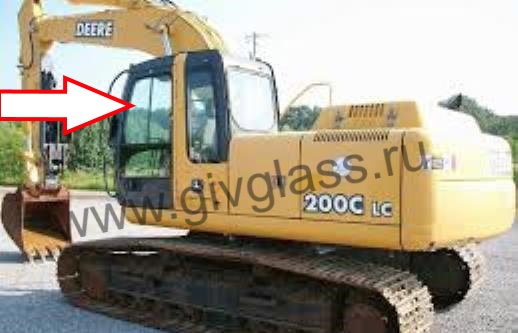 Гусеничный экскаватор John Deere LC 200 / LC 240 / LC 260 / LC 300 / LC 330 / LC 360 - Стекло форточки дверное левое верхнее (ближе к лобовому стеклу) (закалённое)
