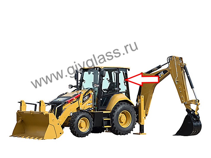 Экскаватор-погрузчик Caterpillar 428f2, 432f2, 434f2, 444f2, 2017 - Стекло кузовное заднее левое верхнее (закаленное)
