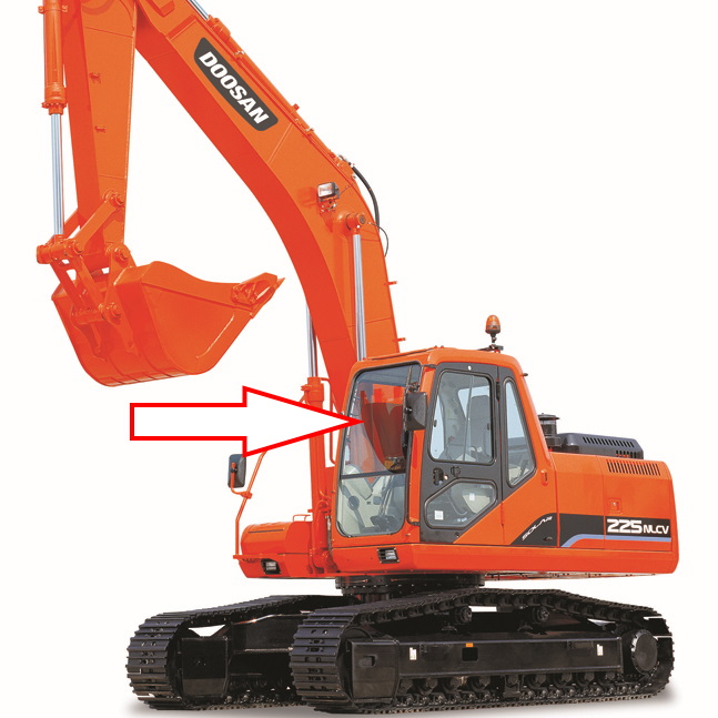 Экскаватор DOOSAN DX 190 NLCV | DOOSAN DX 225 NLCV | DOOSAN DX 300 NLCV  - Стекло лобовое верхнее  (закаленное) 
