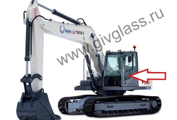 Гусеничный экскаватор TEREX TX 210 LC - Cтекло дверное левое нижнее (закаленное)