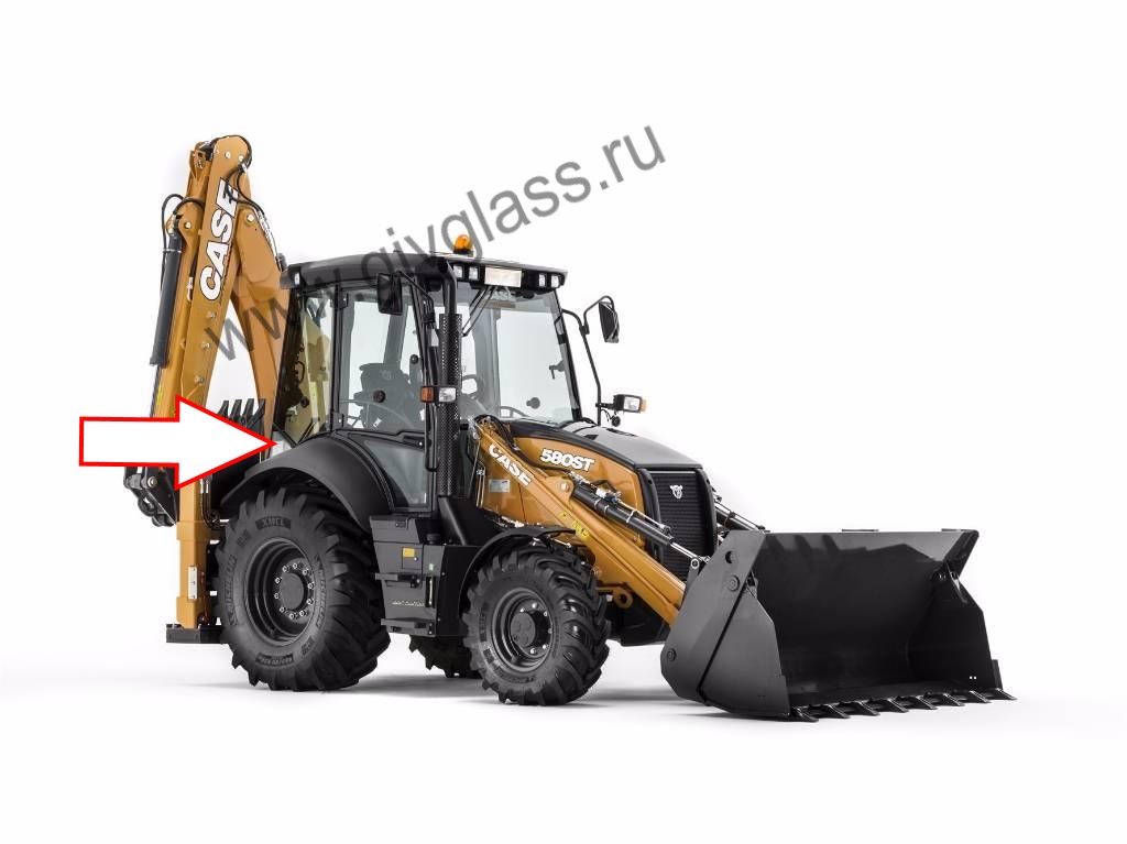 Экскаватор-погрузчик CASE 580 ST - Стекло кузовное нижнее правое- треугольник (закаленное)