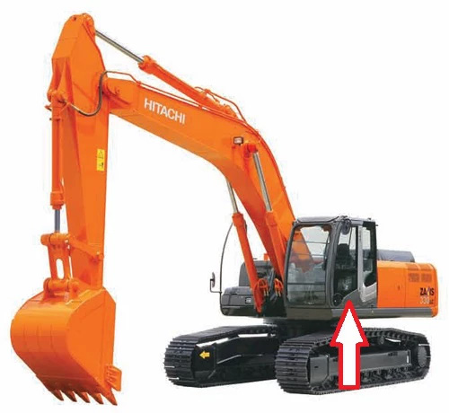 Экскаватор гусеничный (колёсный) Hitachi ZX180/200/210/240/250/270/280/300/330/350/400/470 LC3/ LCN-3 2005 - Стекло дверное левое нижнее (закалённое)