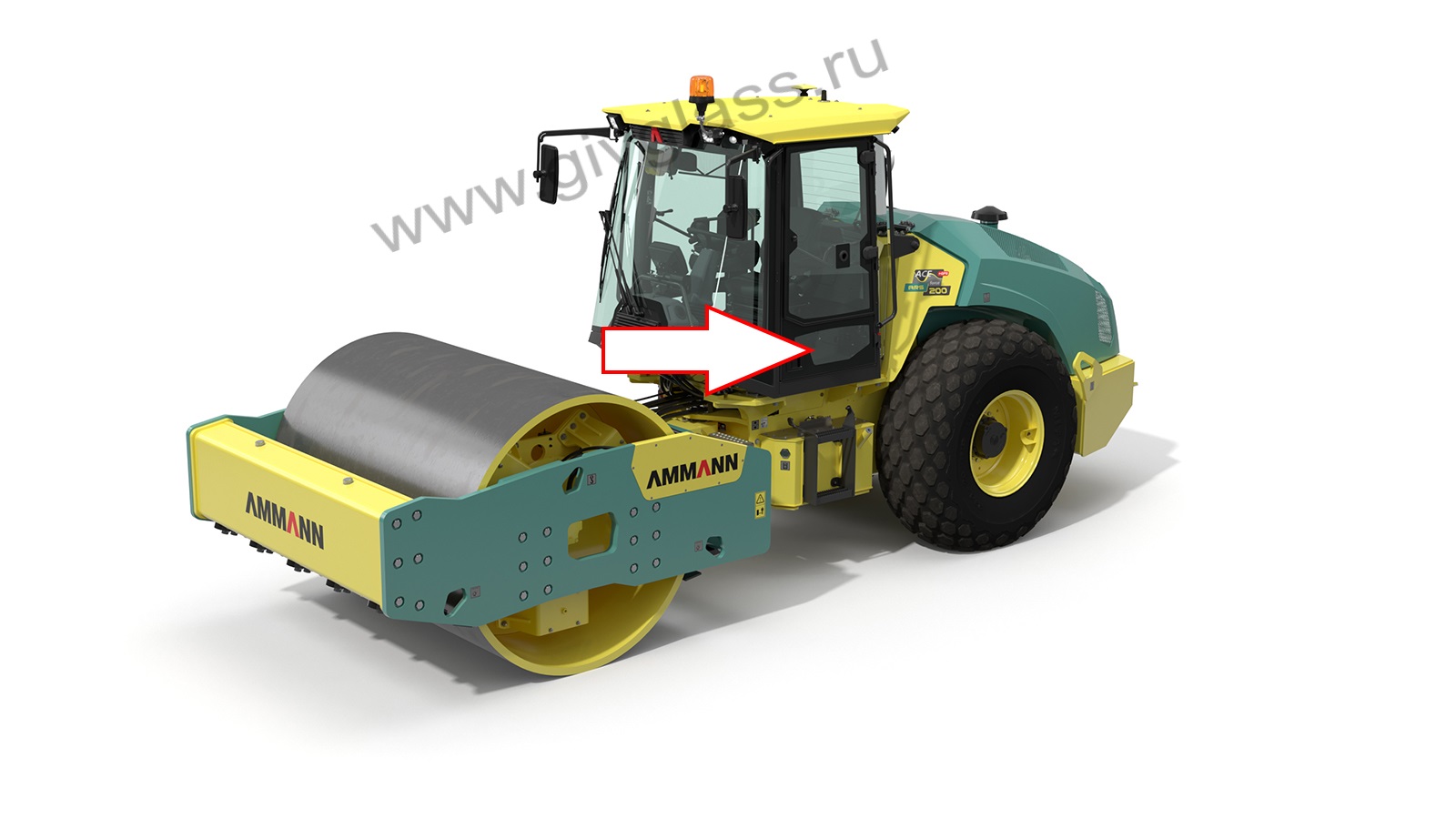  Грунтовый каток AMMANN ARS 200 - Стекло дверное нижнее левое (закаленное), фон зеленый, толщина 5 мм

 