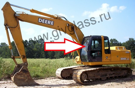 Гусеничный экскаватор John Deere LC 200 / LC 240 / LC 260 / LC 300 / LC 330 / LC 360  - Стекло лобовое верхние (триплекс)
