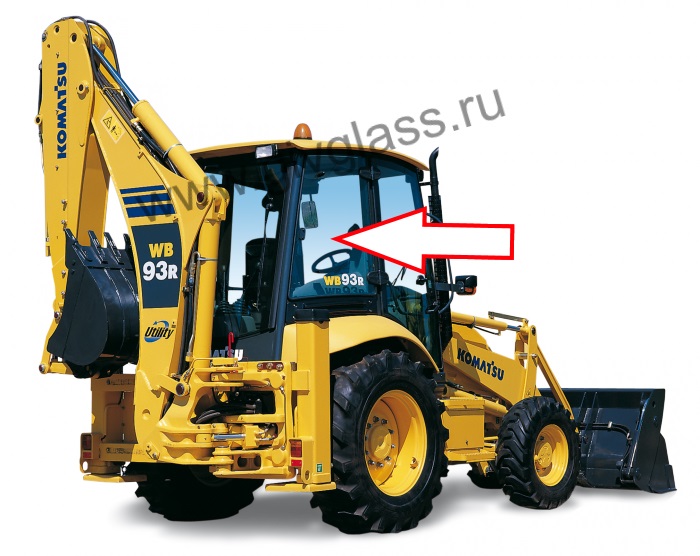 Экскаватор-погрузчик KOMATSU WB93R-5 / WB97R-5 2015 - Стекло кузовное заднее правое (закалённое)