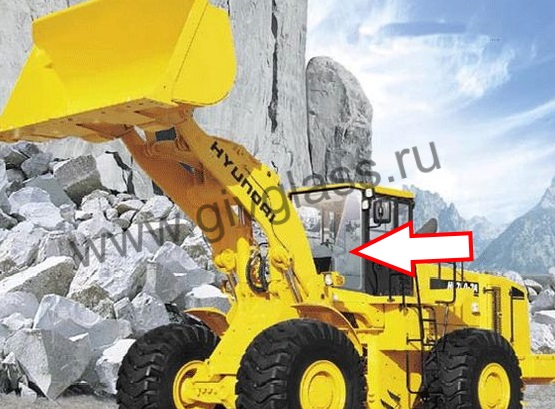 Фронтальный погрузчик HYUNDAI HL780-7a/ HL770-7a/ HL760-7a - Стекло лобовое левое (триплекс)