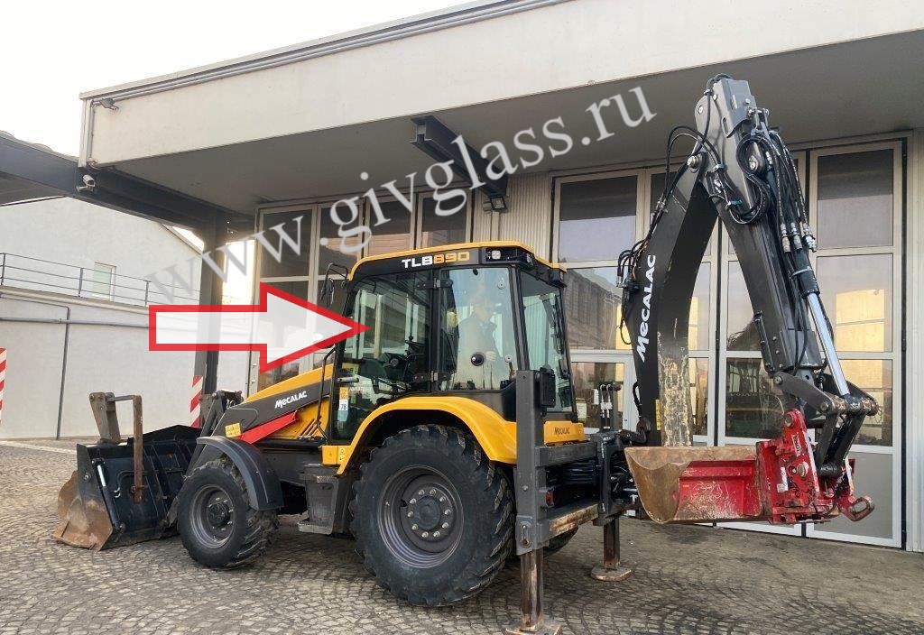 Экскаватор-погрузчик Mecalac TLB870/TLB890/TLB990 - Стекло дверное левое (закаленное)