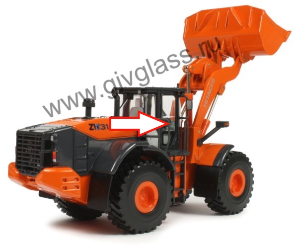 Фронтальный погрузчик HITACHI ZW310 - Стекло дверное правое центральное (закаленное)