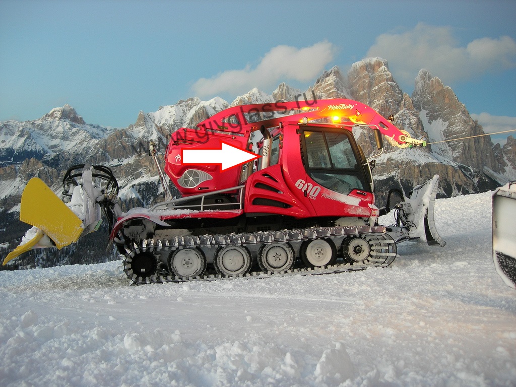 Снегоуплотнительная машина Pistenbully 600W Polar - Стекло заднее  (триплекс), толщина 6,7 мм, размер 630 мм * 1810 мм, возможна опция с обогревом