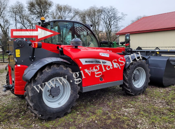 Телескопический погрузчик Massey Ferguson TH7038 - Стекло кузовное правое заднее (закаленное)