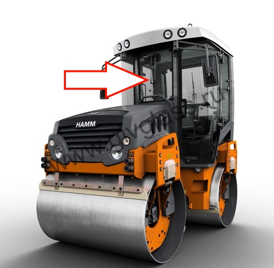 Каток HAMM HD-13 VT  - Стекло лобовое центральное (закаленное)