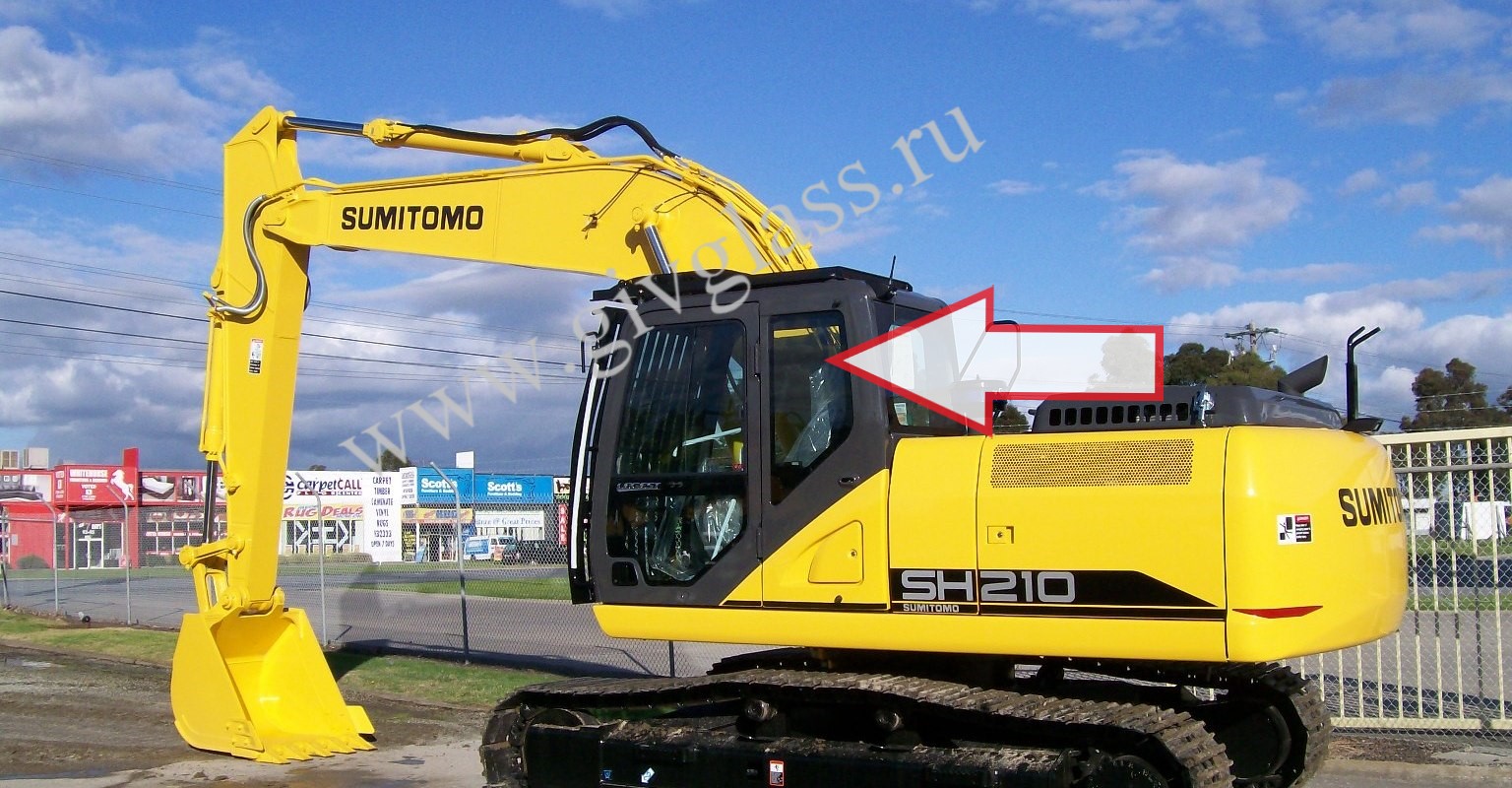 SUMITOMO SH 210-6 /SH300-6  - Стекло кузовное заднее левое (закаленное)
