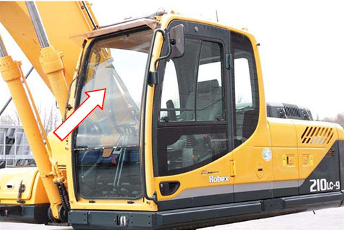 Экскаватор HYUNDAI ROBEX 210 LC-9,260 LC-9, 290 LC-9, 300 LC-9 330 LC-9, 450 LC-9, 480 LC-9. 2011 - Стекло лобовое верхнее (закаленное)