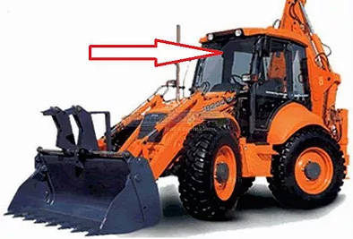 Экскаватор-погрузчик Fiat Hitachi FB 100-2/200-2  - Стекло лобовое верхнее с шелкографией (триплекс) 
