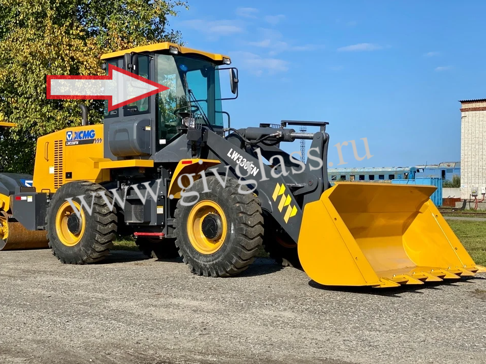 Фронтальный погрузчик XCMG LW330FN - Стекло лобовое правое (закаленное)