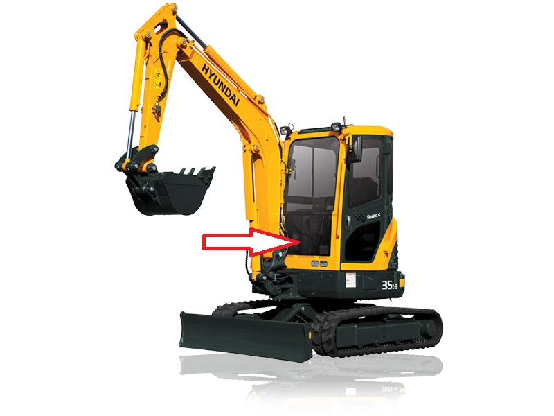 Стекло для мини экскаватора HYUNDAI R35Z-9 | HYUNDAI R27Z-9 - Стекло лобовое нижнее (закаленное)