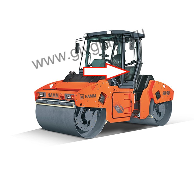 Каток HAMM HD 90/ HAMM HD 110 - Стекло дверное левое нижнее (закаленное)