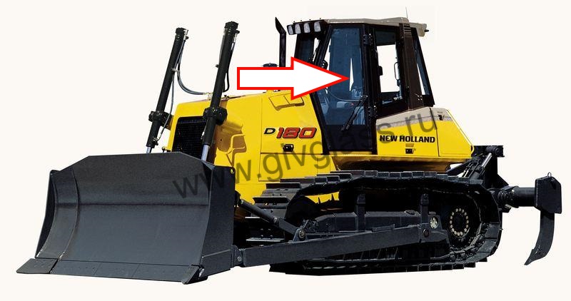 Бульдозер New Holland D180 - Cтекло дверное левое (закаленное) 